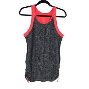 Sweaty betty womens size Large peach pink gray athletic tank ruched sides